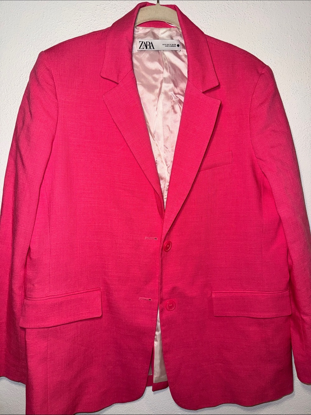 Zara Vibrant Pink Linen Blazer - Picture 3 of 7